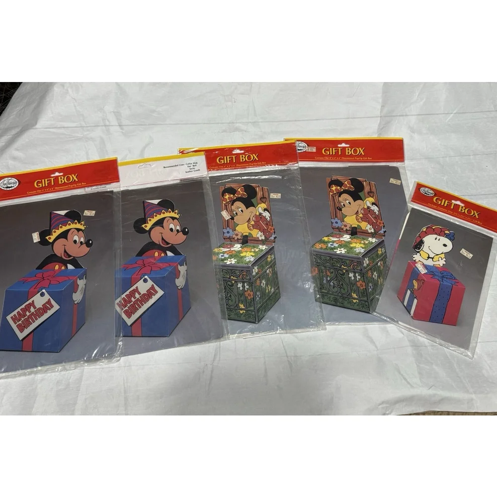 5 Mickey Minnie Mouse Snoopy Vintage Gift Box San Francisco Pop Up Disney Gift